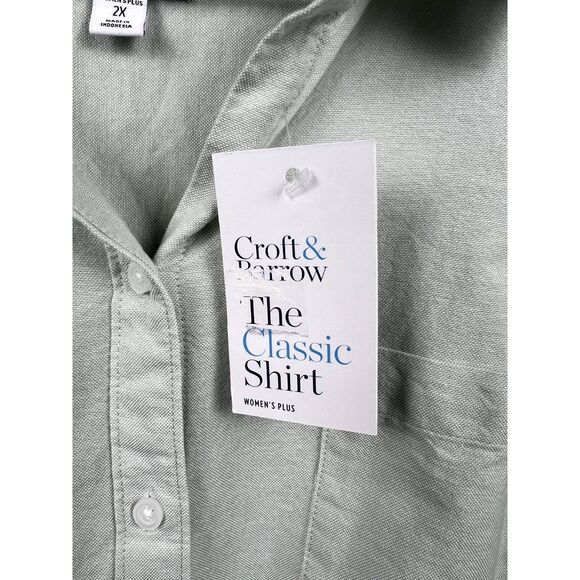 Croft & Barrow Women's The Classic Dress Shirt Button Down Mint Plus SZ 2X:NWT - Picture 9 of 10